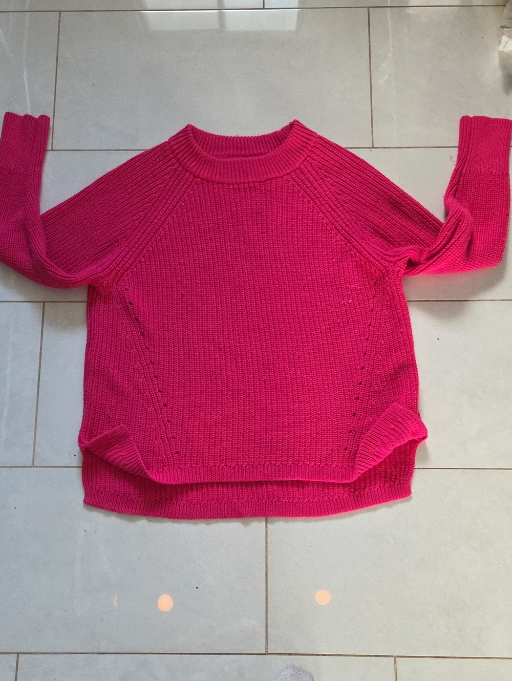Lord & Taylor Bright Hot Pink Crewneck Sweater
